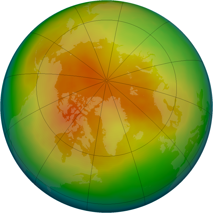 Arctic ozone map for March 2008